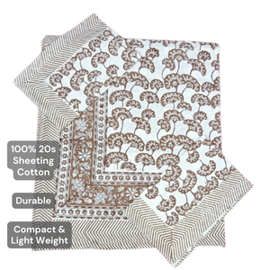 Jaipur Handmade <b>Block</b> Printed Intricate Floral Wedding 3 PC King Size 100% Cotton Machine Washable Soft Durable Non-Toxic Dyes - Product Image 4