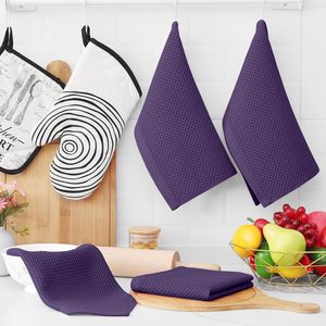 Panni da Cucina Ultra Morbidi in 100% Cotone a Nido d'Ape, Asciugatura Rapida, 30x30 cm, Confezione da 6, Asciugamani per Pulizia a Forma di Melanzana - Product Image 5