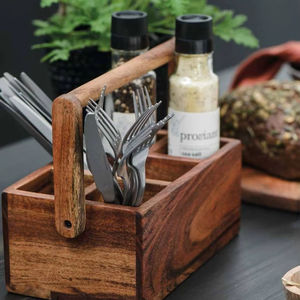 Traditional Wooden <b>Cutlery</b> Holder For Indian Kitchen Organization Supporting Daily Cooking Needs - Product Image 1