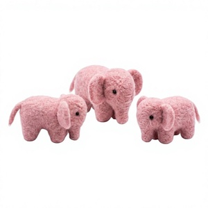 Pink <b>Felt</b> Wool Elephant <b>Christmas</b> Decoration Set Handmade Eco-Friendly 100% Certified Wool Animal <b>Ornament</b> Wall Hanging Indoor - Product Image 1