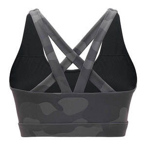 Sujetador deportivo de fitness para mujer al por mayor, transpirable, con soporte alto cruzado, acolchado, sin costuras, push-up, para yoga y entrenamiento. - Product Image 2