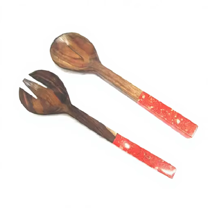 ชุดเครื่องมือเสิร์ฟสลัดไม้มะม่วงพร้อมด้ามไม้สำหรับผักบ้านครัวและร้านอาหาร - Product Image 3