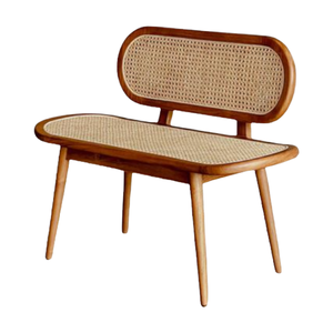 Banc en rotin moderne avec structure en bois massif, banc de salle à manger intérieur pour café, restaurant, hôtel, vente en gros de meubles - Product Image 3