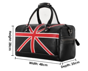 Sac de week-end en cuir véritable finition brillante personnalisée, motif drapeau britannique noir, marque privée, OEM, vente en gros, robuste et authentique - Product Image 6