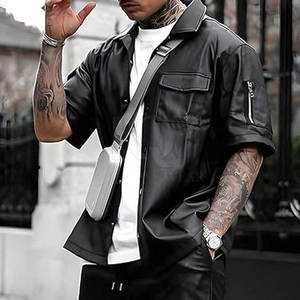 Chemises en cuir élégantes pour hommes, légères, en matière douce, confortables pour le bureau et les occasions décontractées. - Product Image 3