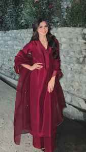 Salwar Kameez para Mujer, Estilo Farshi, Ecológico, Transpirable, Vintage, de Seda Suave, Largo hasta la Rodilla, Estilo Pakistaní - Product Image 3