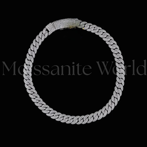 Collier chaîne en moissanite de qualité supérieure, fabrication artisanale, argent 925, sertissage en canal, style hip-hop, unisexe, à porter au quotidien, en vente - Product Image 3