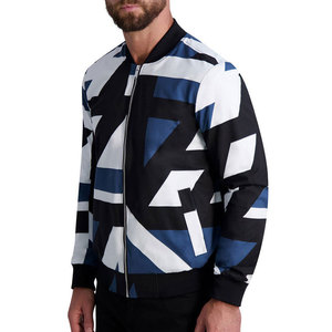 Blouson Bomber Homme Bleu Marine Col Montant Fermeture Éclair Couleur Unie Décontracté Respirant Polyester Vêtement d'Extérieur Automne - Product Image 3