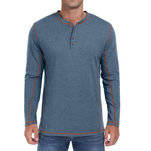Camisetas Henley de Manga Corta para Hombre con Logotipo Personalizado, Nueva Llegada 2026, Color Sólido, 100% Algodón Tejido, Transpirable y Ecológico - Product Image 4
