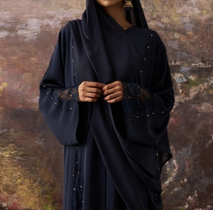 Luxurious Women Kaftan Abaya Dress Handmade Turkish Floor Length Long Sleeve Soft Breathable Polyester Floral Loose Fit - Product Image 5