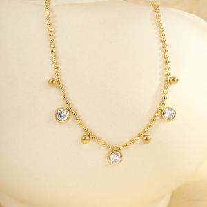 สร้อยข้อเท้าสแตนเลสชุบทองประดับเพทายหลากสีสันสำหรับผู้หญิง แฟชั่นฤดูร้อน ของขวัญขายส่ง - Product Image 3