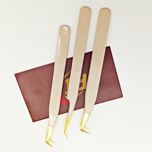 Luxury Gold Tip Eyelash Extension Tweezers <b>Kit</b> 3 Piece Precision <b>Lash</b> Isolation 90 45 65 Degree Volume Tweezers Custom Logo - Product Image 5