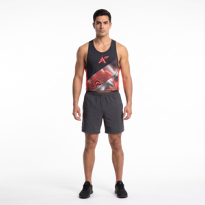 Custom Men's Cropped Racerback Tank <b>Top</b> ECONYL Compression Workout Y-Back Gym Crop <b>Top</b> OEM Manufacturer - Product Image 1