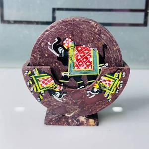 High Quality Religious Design Marble <b>Coaster</b> Set Handmade Polished Durable Home Decor Circular Pattern - Product Image 1