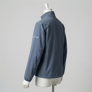 Chaqueta Cortavientos Ligera Azul Gris para Hombre, Cuello Alto, Cierre Completo, Chaqueta Deportiva para Exteriores con Múltiples Bolsillos - Product Image 2