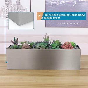Stainless Steel Rectangular <b>Planter</b> Box with Drainage Holes Modern Succulent Trough <b>Planter</b> Pot for Indoor Outdoor Gardening - Product Image 3