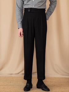 Pantalon de costume Naples plissé respirant à taille haute de 6 cm avec fermeture éclair de marque, qualité supérieure RTS/OEM pour hommes - Product Image 3