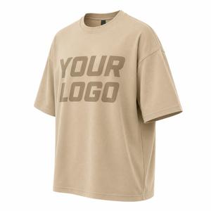 Camiseta de Hombre, Talla Grande, con Logotipo Personalizado, Cuello Redondo, Manga Corta, Tejido Grueso de 220g, Estampado Frontal, Estilo Casual, 100% Algodón, Transpirable - Product Image 4