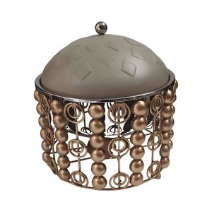 Luxury Metal Serving Bowl with Lid Arabic Design Dry Fruit Candy Storage Container Decorative Serving Dish <b>Table</b> Decor - Product Image 5