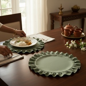 Servilletas de Mesa Color Verde Salvia con Volantes, Servilletas de Tela para Cena, para Hogar y Hotel, Suministro al por Mayor, Personalización Disponible, MOQ Bajo - Product Image 2