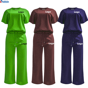 Conjunto Deportivo Personalizado con Logotipo para Mujer, Estilo Hip Hop, Manga Corta, Cuello Redondo, Estampado de Puntos, Pantalones Holgados con Cordón Ajustable, Transpirable - Product Image 3