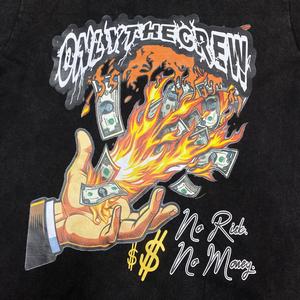 T-shirt surdimensionné à imprimé graphique pour hommes – Tee-shirt streetwear avec motif Flame Money « Only The Crew » - Product Image 3