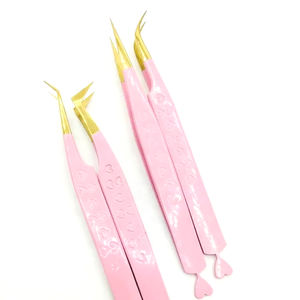 Cœur rose Noël LOGO personnalisé greffage 45 75 90 degrés pointe pointue en acier inoxydable cils impression extension de cils pince à épiler - Product Image 4