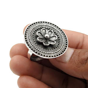 925 Sterling <b>Silver</b> Vintage <b>Ring</b> Comes With Pretty Floral Design Handmade Oxidized <b>Adjustable</b> Boho <b>Ring</b> In 925 Sterling <b>Silver</b> - Product Image 4