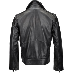 Veste en cuir effet peau de serpent au design unique pour homme, broderie de logo personnalisée, cuir brillant, vêtement d'extérieur, col montant, style motard - Product Image 2