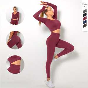 Leggings de sport taille haute sans coutures pour femmes, effet froncé aux fesses, respirants et légers en Spandex/Nylon, personnalisables - Product Image 1
