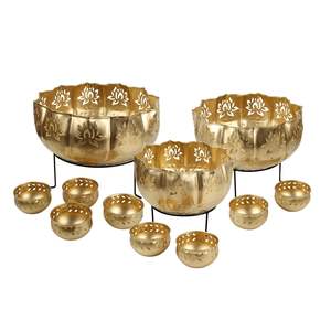 Ensemble Urli en laiton martelé à prix abordable avec porte-bougie pour décoration intérieure – Bol flottant durable pour l'intérieur - Product Image 2