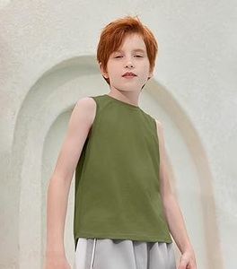 Camiseta sin mangas para niños, cuello redondo, sin mangas, para niños, con logo personalizado, camiseta sin mangas para bebés, venta al por mayor, OEM, transpirable - Product Image 3
