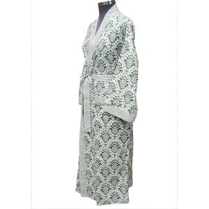 Elegante Bata de Algodón Ecológica con Estampado Floral, Kimono Premium, Camisón con Cuello en V, Cierre con Cinturón, Transpirable, de Secado Rápido, con Bolsillos Delanteros, 220g - Product Image 2