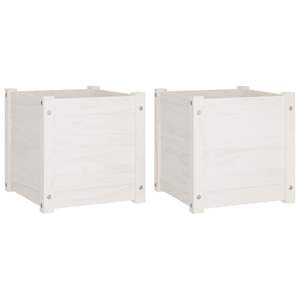 Ensemble de 2 grands pots et jardinières en pin massif blanc, durables et élégants - Product Image 2
