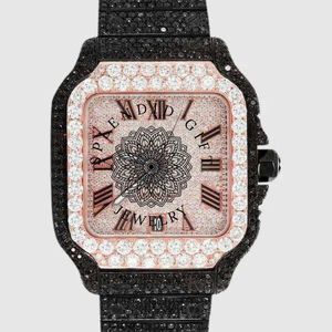 Reloj de Lujo para Hombre con Esfera Cuadrada de Cristal de Zafiro, Detalles de Moissanita, Correa de 15 mm, Números Romanos y Movimiento ETA, un Regalo Espléndido - Product Image 6