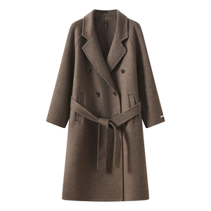 Top Quality Cotton <b>Wool</b> Blend Trench <b>Coat</b> Long Double Breasted Winter Overcoat <b>Belted</b> Warm Fashion Outwear For Women - Product Image 5