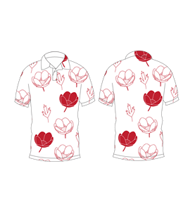 Polo à imprimé floral rouge, motif floral sur toute la surface, respirant, décontracté, sublimation, pour l'été - Product Image 3