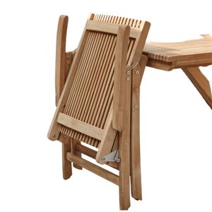Chaise de salle à manger inclinable d'extérieur en teck massif, pliable, écologique, imperméable, durable et moderne de qualité supérieure pour la maison - Product Image 5
