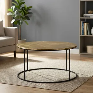 Table basse moderne en métal avec plateau en verre trempé, design minimaliste, meubles de salon - Product Image 3