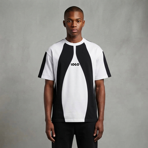 Camiseta de algodón puro de alto gramaje de dos tonos, corte holgado, estilo urbano, con logo personalizado, oversize, cómoda para hombre - ¡Gran oferta! - Product Image 3