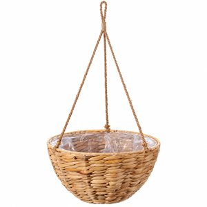Panier suspendu en jonc de mer léger et écologique personnalisable, ensemble de 3 pièces avec cordes en jute et doublures en plastique, vente en gros - Product Image 2
