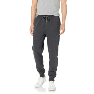 Pantalon de survêtement en coton pour homme, taille élastique, cordon de serrage, poches latérales, décontracté, poids moyen, pour l'automne - Product Image 1