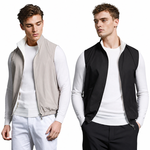 Gilet sans col zippé pour homme, couleur unie, imperméable, décontracté, longueur standard, 100 % polyester, rembourrage en polyester - Product Image 4