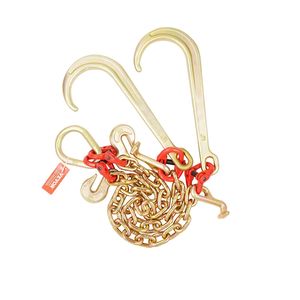 Catena di traino G80 V Bridle per impieghi gravosi 3/8'' x 2'' con ganci a J e T da 15'' per il trasporto di veicoli di traino - Product Image 1