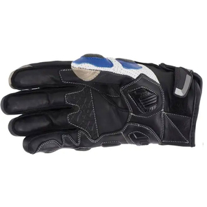 Leather Full Finger <b>Cycling</b> <b>Gloves</b> Hook & Loop Closure Men Riding <b>Gloves</b> Black Blue White - Product Image 4