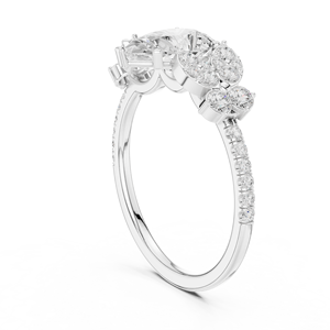 Bague de fiançailles en argent sterling avec poire et grappe de moissanite |   Bague de mariage élégante pour femme - Product Image 3