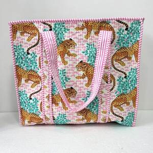 High Demand Assorted Patchwork Floral Cotton Kantha Quilted Storage Tote <b>Bag</b> Women Shoulder Travel Carrying Handbag Striped Stra - Product Image 4
