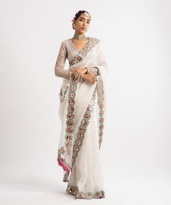Sari Indio de Última Moda, Exclusivo y de Primera Calidad, en Georgette Suave con Bordado y Lentejuelas, para Bodas, Fiestas y Eventos Festivos, Atuendo Elegante para Mujer, Envío Rápido - Product Image 2