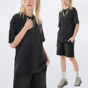 New Popular Fashion Style <b>Men's</b> Acid Wash Knitted 100% Cotton <b>Top</b> Shorts Set Letter High Street Loose Fit Breathable Quick Dry - Product Image 6