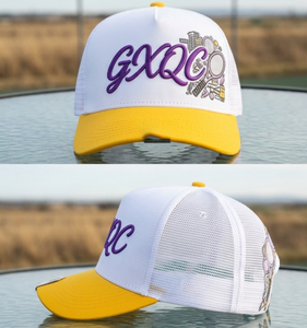 Gorra Trucker Clásica de Verano Blanca y Amarilla con Logotipo Bordado en el Panel Frontal, Tejido de Malla, Unisex, Casual, Ajustable, de 6 Paneles - Product Image 2